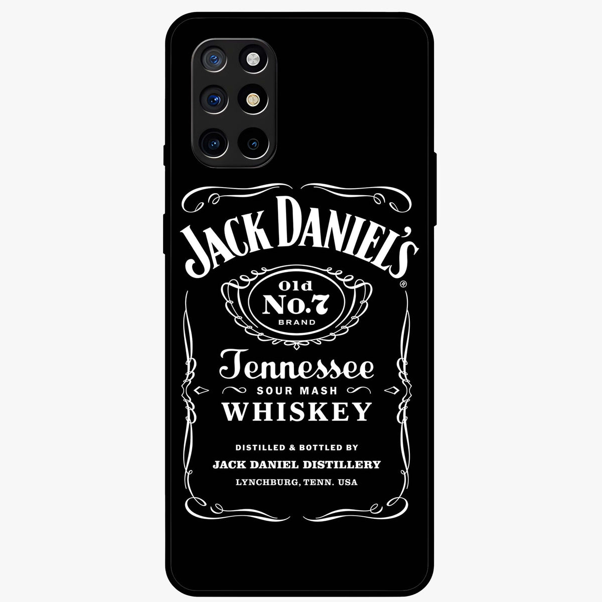 Vintage Whiskey Heritage Glass Case showing flat back view with classic whiskey inspired artwork and glossy glass finish.