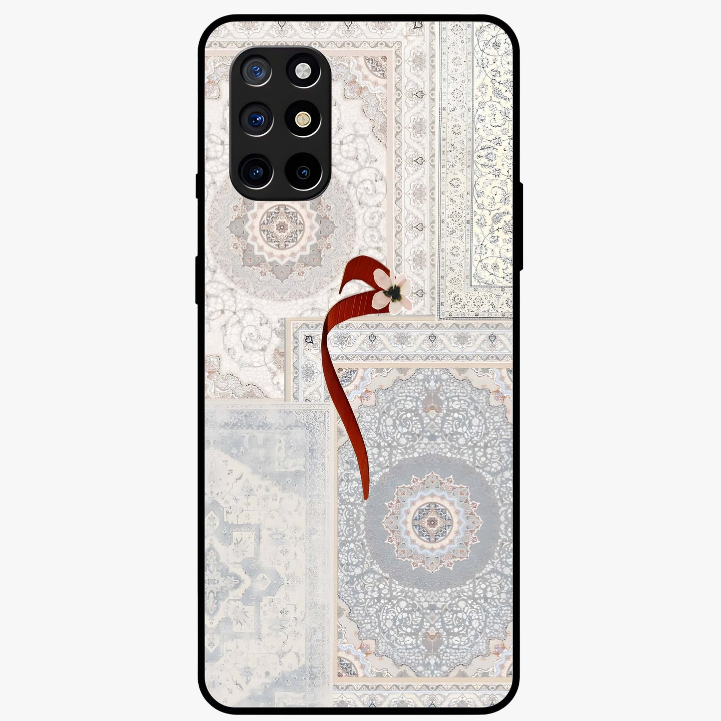White Aesthetic Bow Glass Case showing flat back view with minimal bow artwork and glossy glass finish.