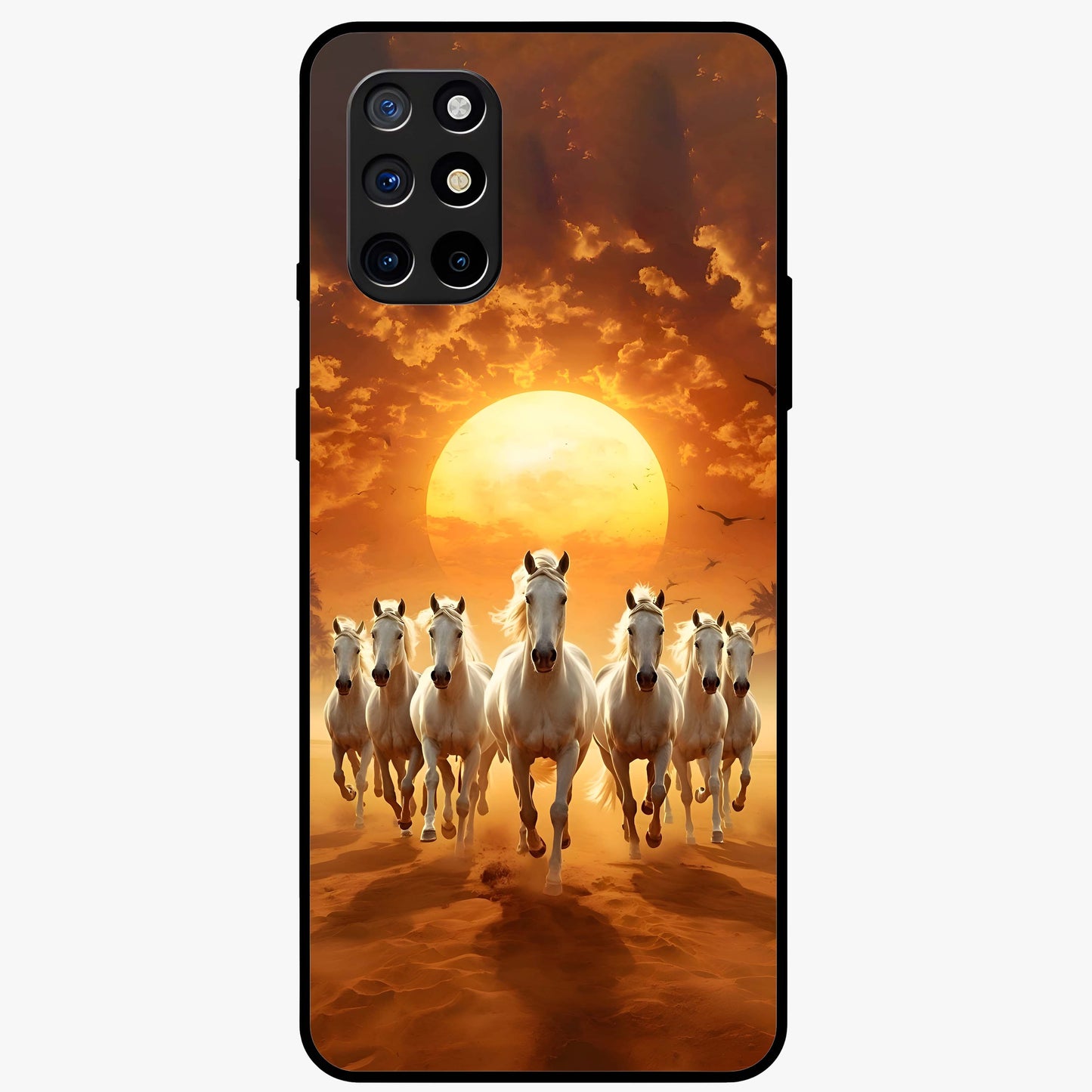 Wild Sunset Majesty Glass Case showing flat back view with majestic sunset landscape artwork and glossy glass finish.