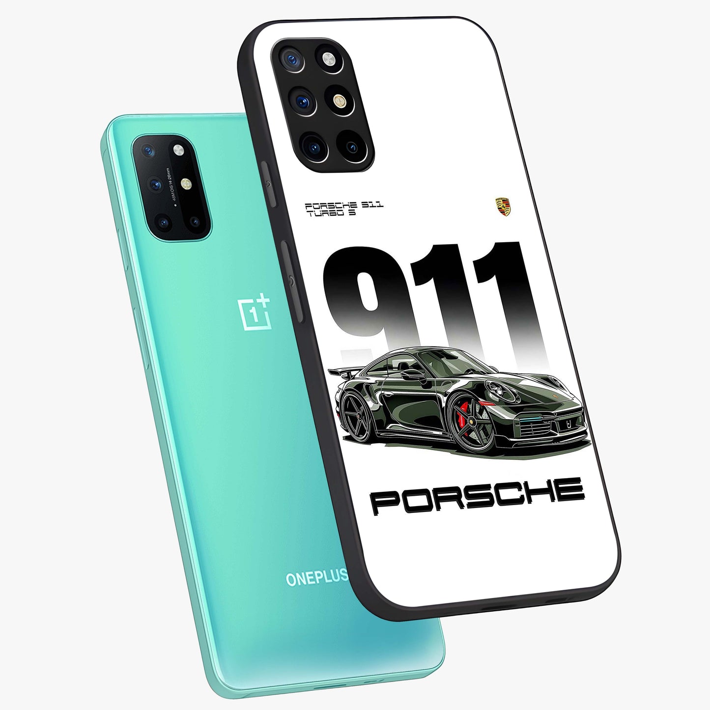 911 Turbo Dominance Glass Case displayed in premium angled mockup highlighting sporty car illustration and sleek glass surface.