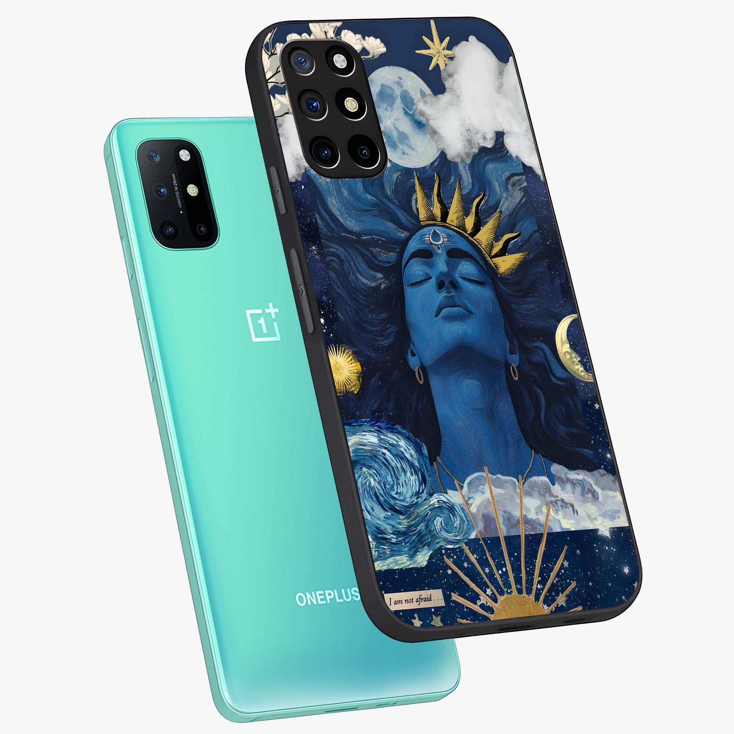 Aesthetic Lord Shiva Glass Case displayed in angled mockup highlighting spiritual Shiva illustration and sacred aesthetic design.