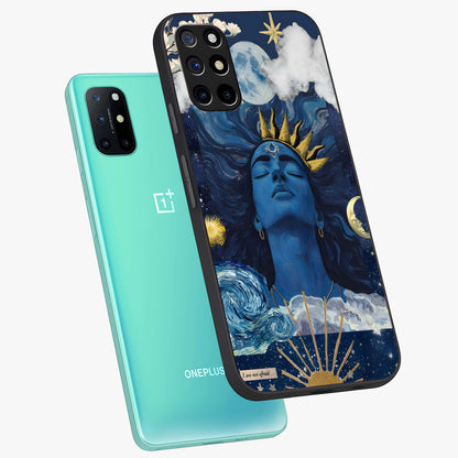 Aesthetic Lord Shiva Glass Case displayed in angled mockup highlighting spiritual Shiva illustration and sacred aesthetic design.