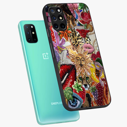 Beaded Fashion Jungle Glass Case displayed in angled mockup highlighting colorful fashion bead design and artistic pattern.