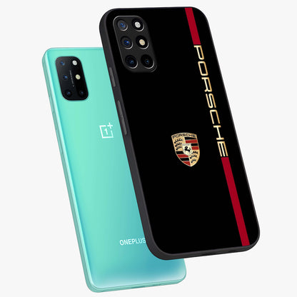 Black Minimal Porsche Glass Case displayed in angled mockup highlighting modern minimal car illustration and clean aesthetic design.
