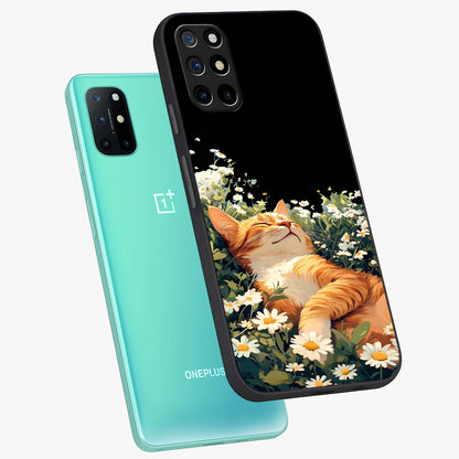 Blissful Bloom Cat Glass Case displayed in angled mockup highlighting playful feline illustration with soft floral aesthetic.