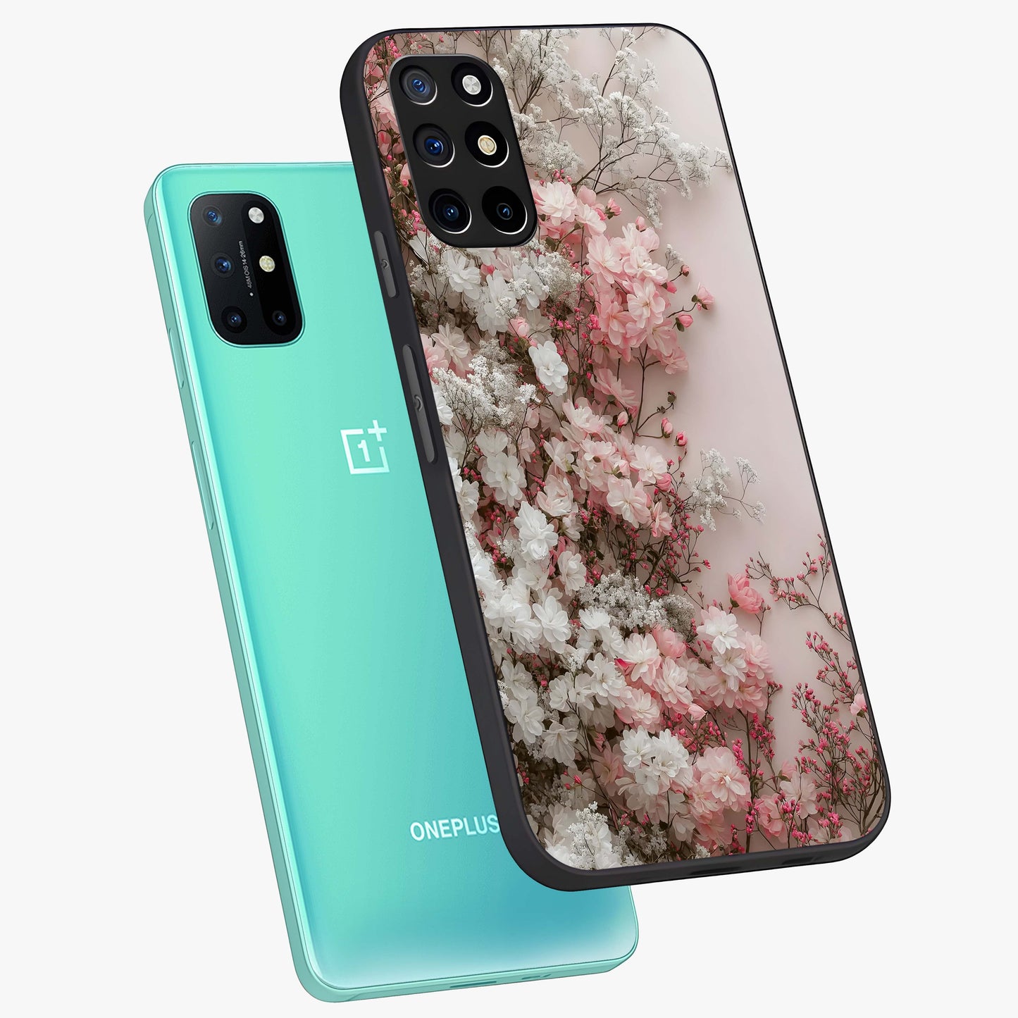 Blush Blossom Cloud Glass Case displayed in angled mockup highlighting soft cloud and blossom design with pastel aesthetic.