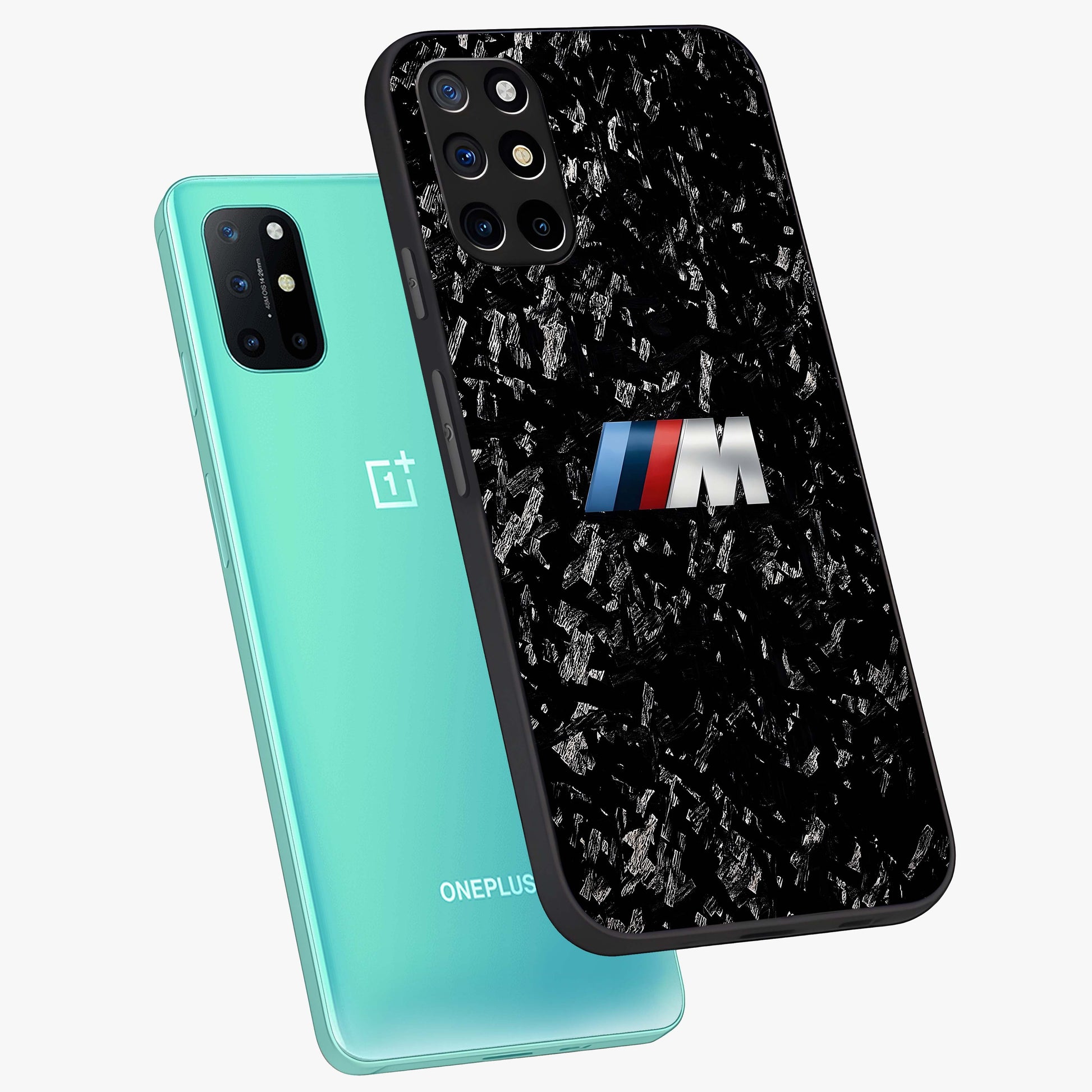 Carbon Speed Mark Glass Case displayed in angled mockup highlighting racing inspired carbon design and sleek aesthetic style.