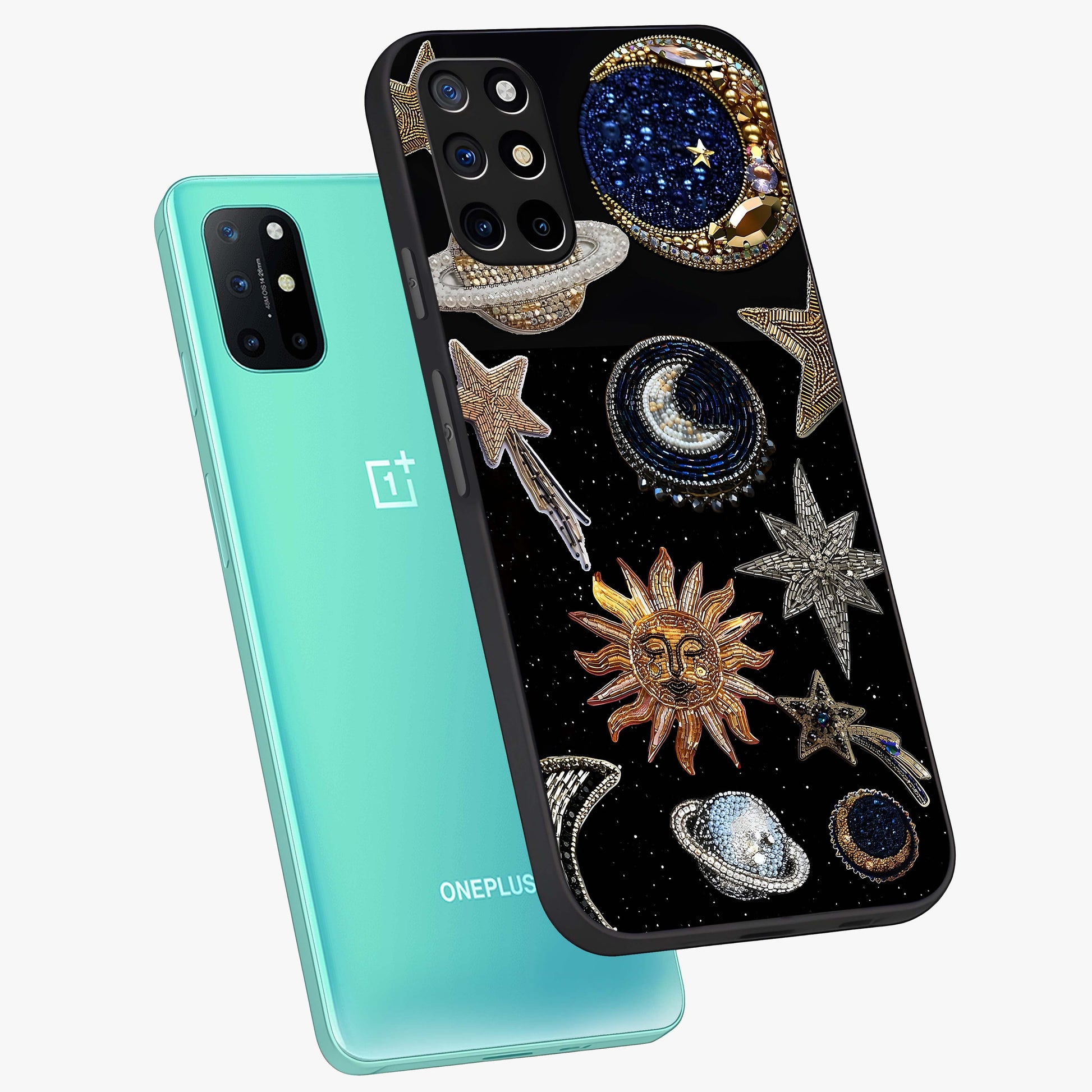 Celestial Gem Constellations Glass Case displayed in angled mockup highlighting gemstone inspired constellation design.