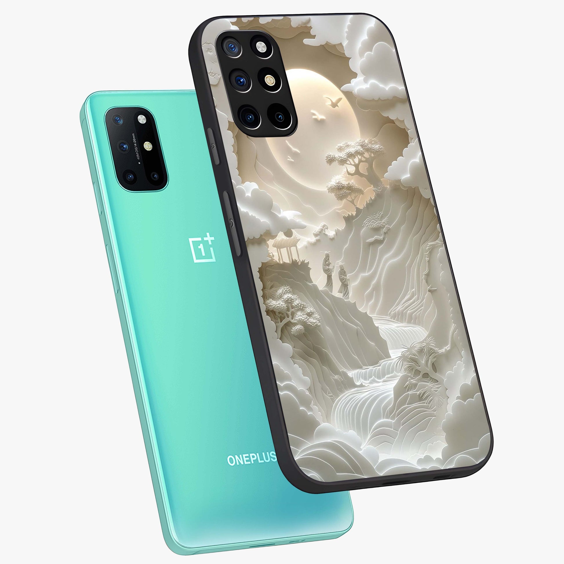 Celestial Origami Glass Case displayed in angled mockup highlighting geometric origami design with cosmic aesthetic theme.