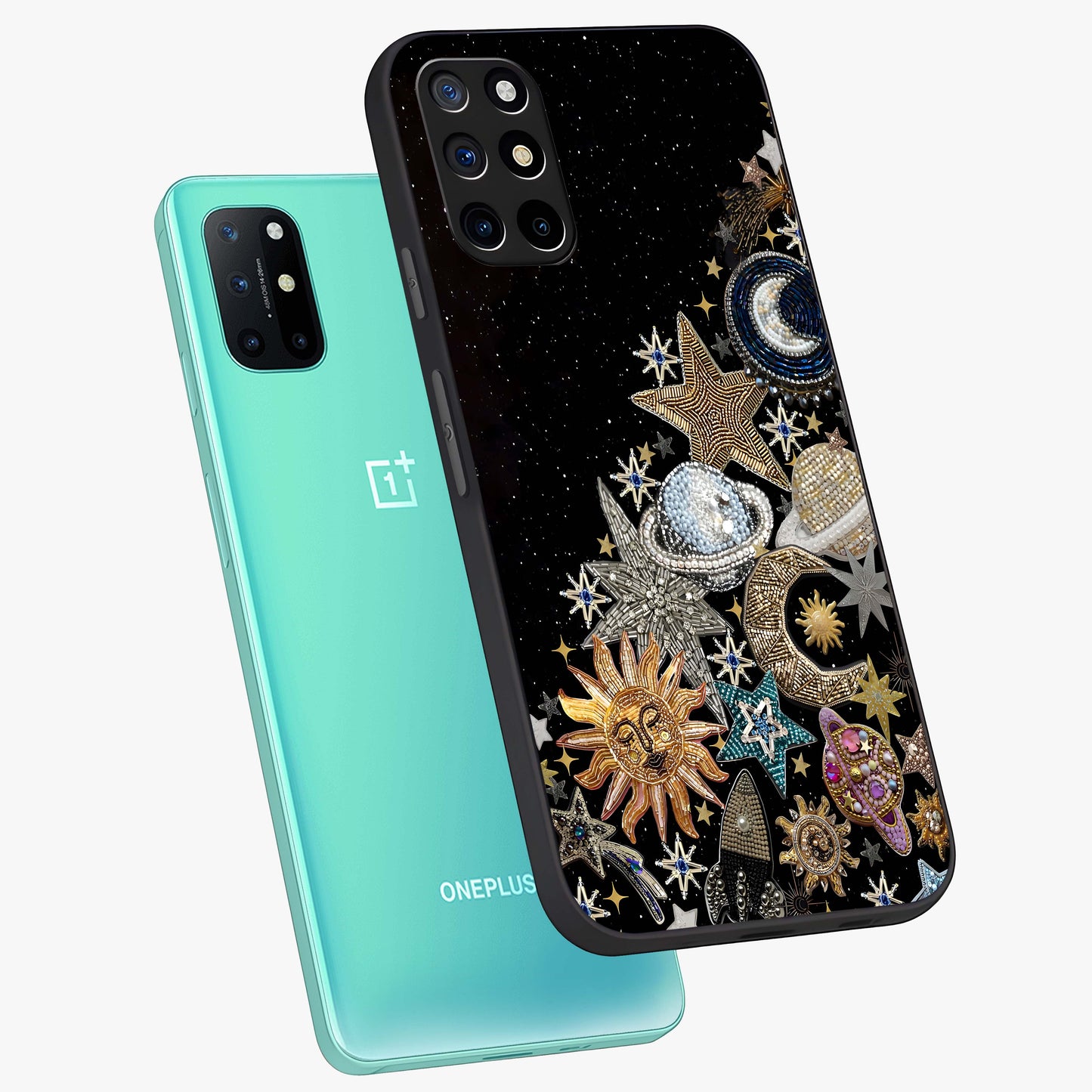 Cosmic Sparkle Dreams Glass Case displayed in angled mockup highlighting dreamy star sparkle design with celestial aesthetic.