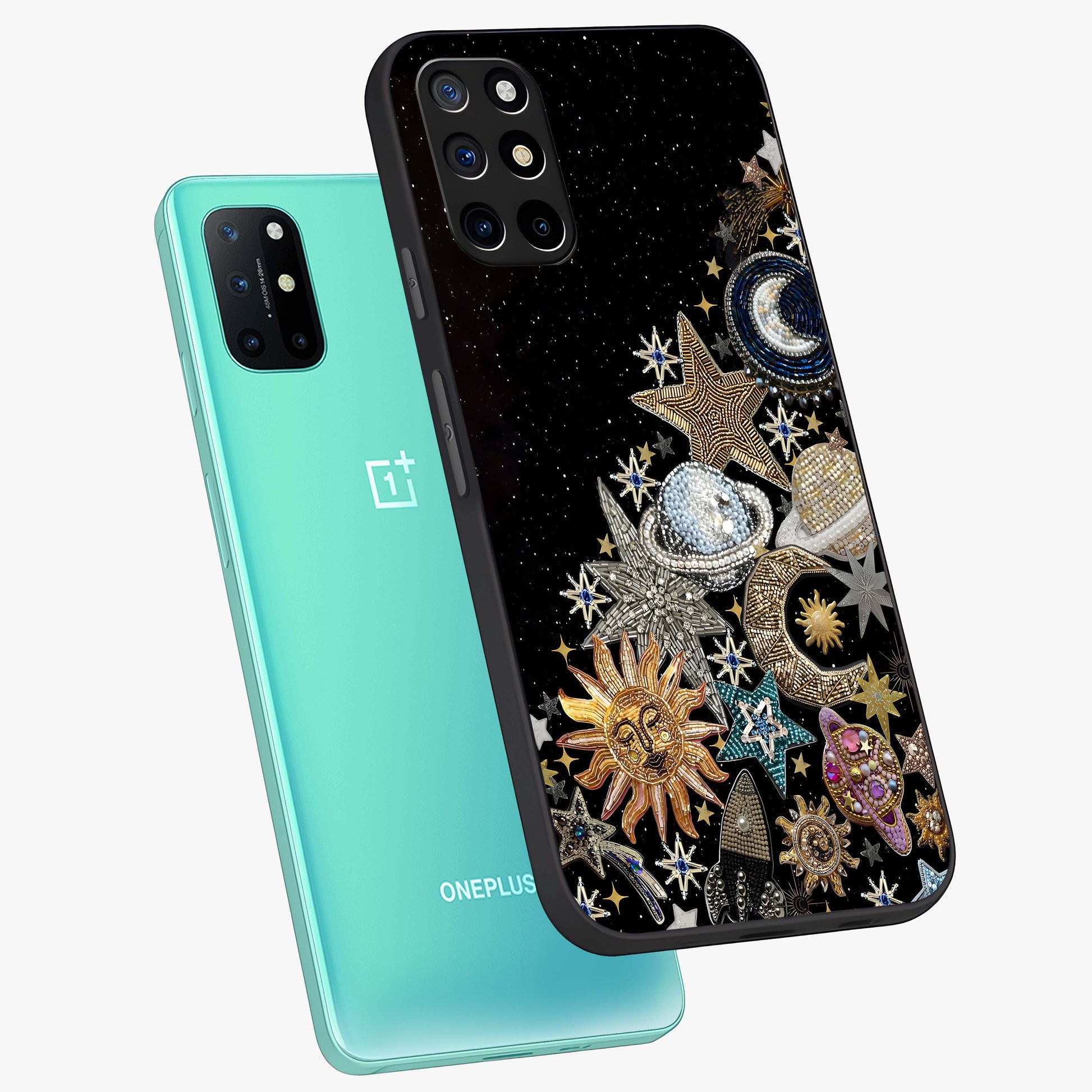 Cosmic Sparkle Dreams Glass Case displayed in angled mockup highlighting dreamy star sparkle design with celestial aesthetic.