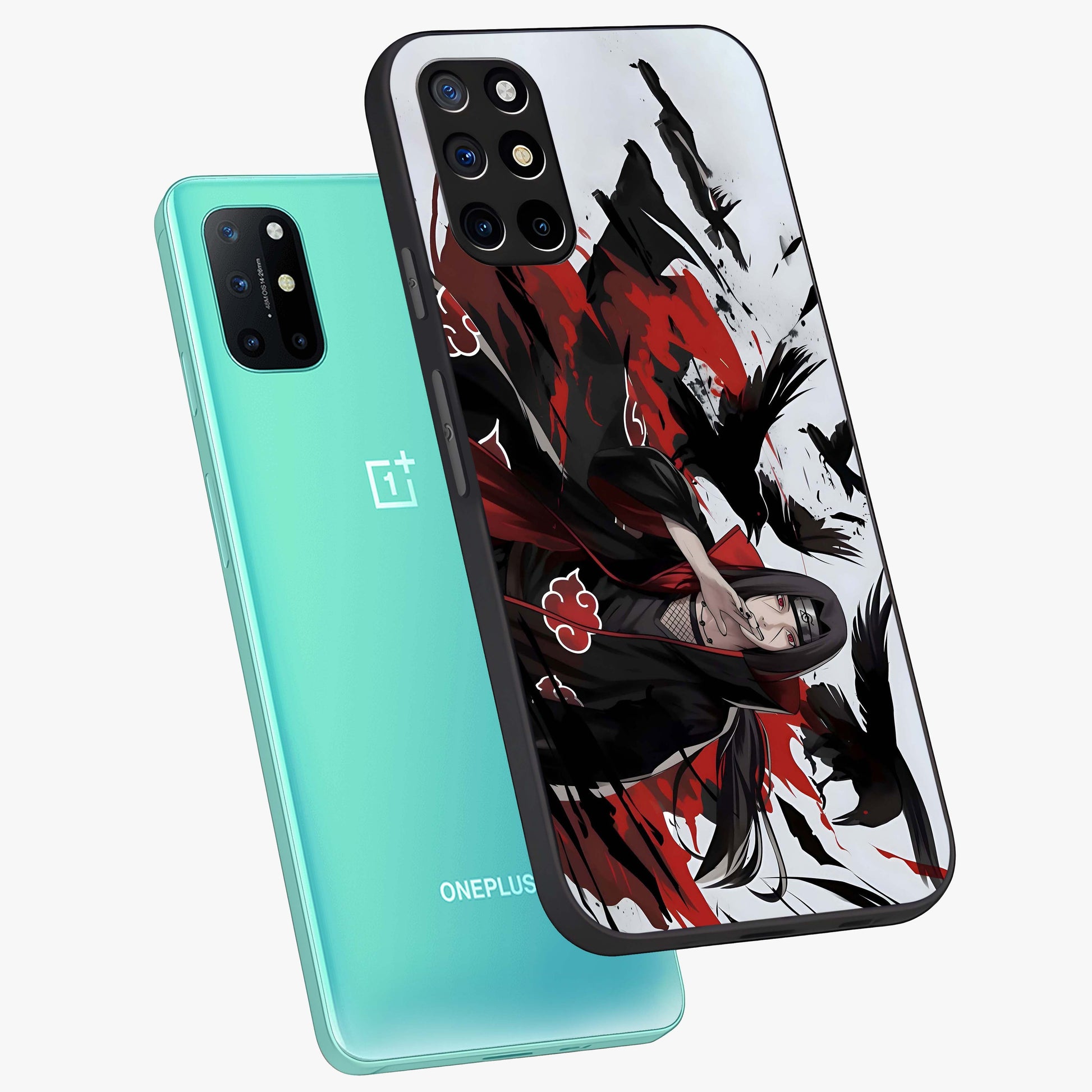 Crimson Crow Illusion Glass Case displayed in angled mockup highlighting mysterious crow graphic with dark aesthetic style.