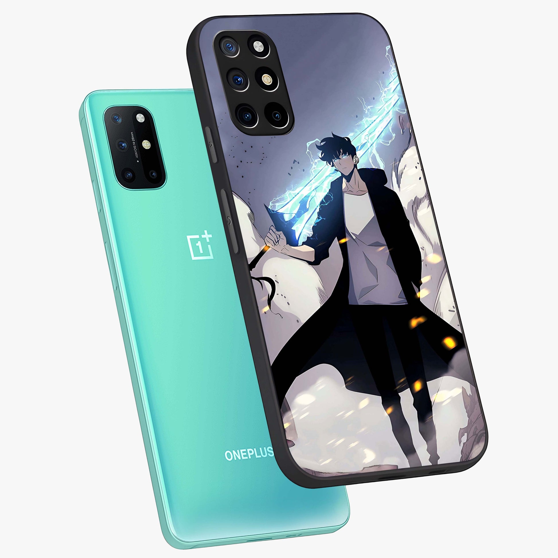 Dark Lightning Anime Warrior Glass Case displayed in angled mockup highlighting powerful lightning themed anime illustration.