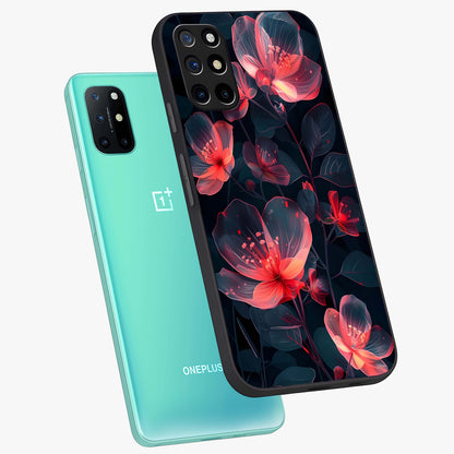 Dark Shade of Flower Glass Case displayed in angled mockup highlighting moody floral illustration with aesthetic dark tones.