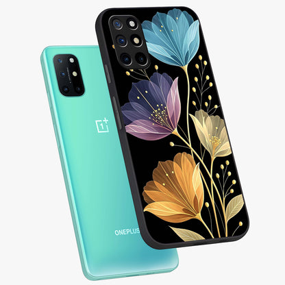 Delicate Multicolor Flowers Glass Case displayed in angled mockup highlighting colorful flower pattern with soft aesthetic style.