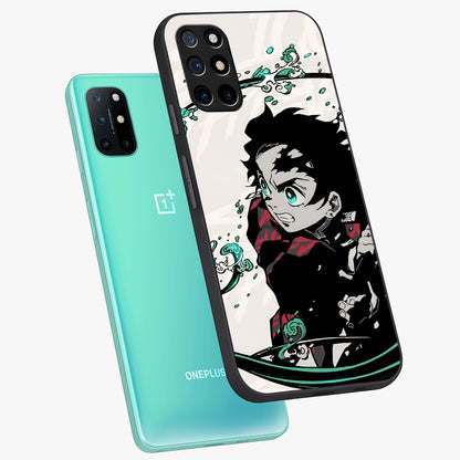 Demon Slayer Glass Case displayed in angled mockup highlighting dramatic anime character design with action aesthetic.