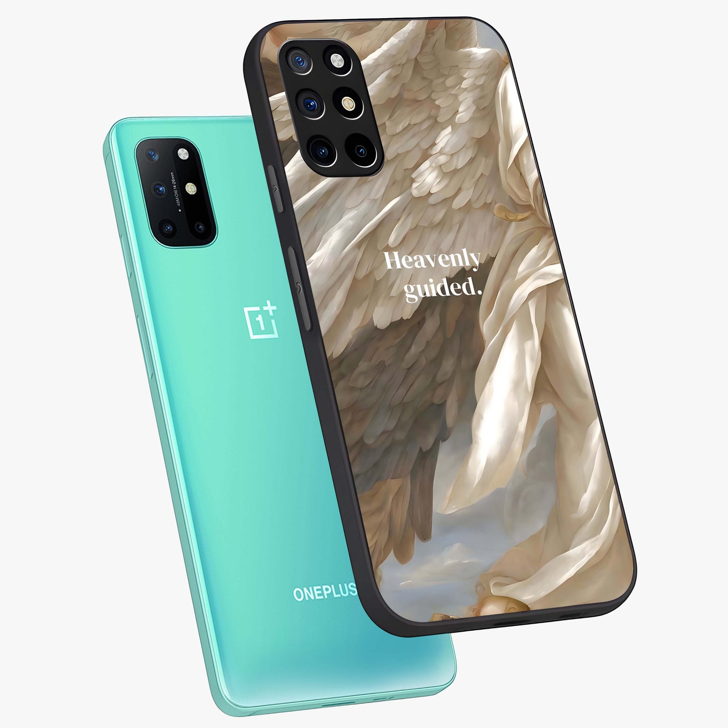 Divine Winged Grace Glass Case displayed in angled mockup highlighting graceful wing design with divine aesthetic style.