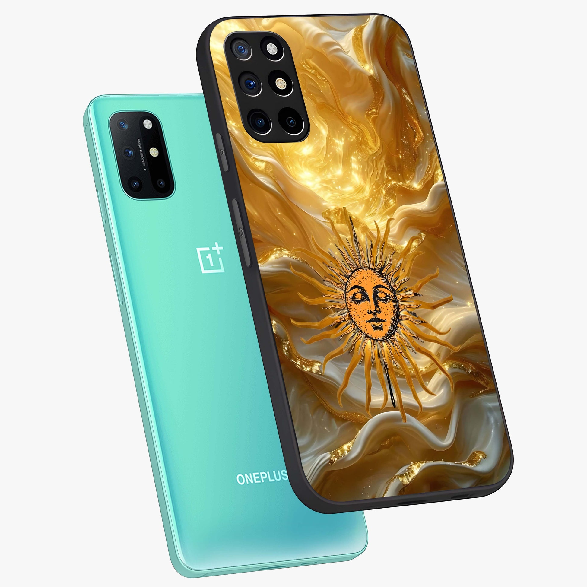 Eternal Golden Glow Glass Case displayed in angled mockup highlighting glowing golden aesthetic design with elegant style.