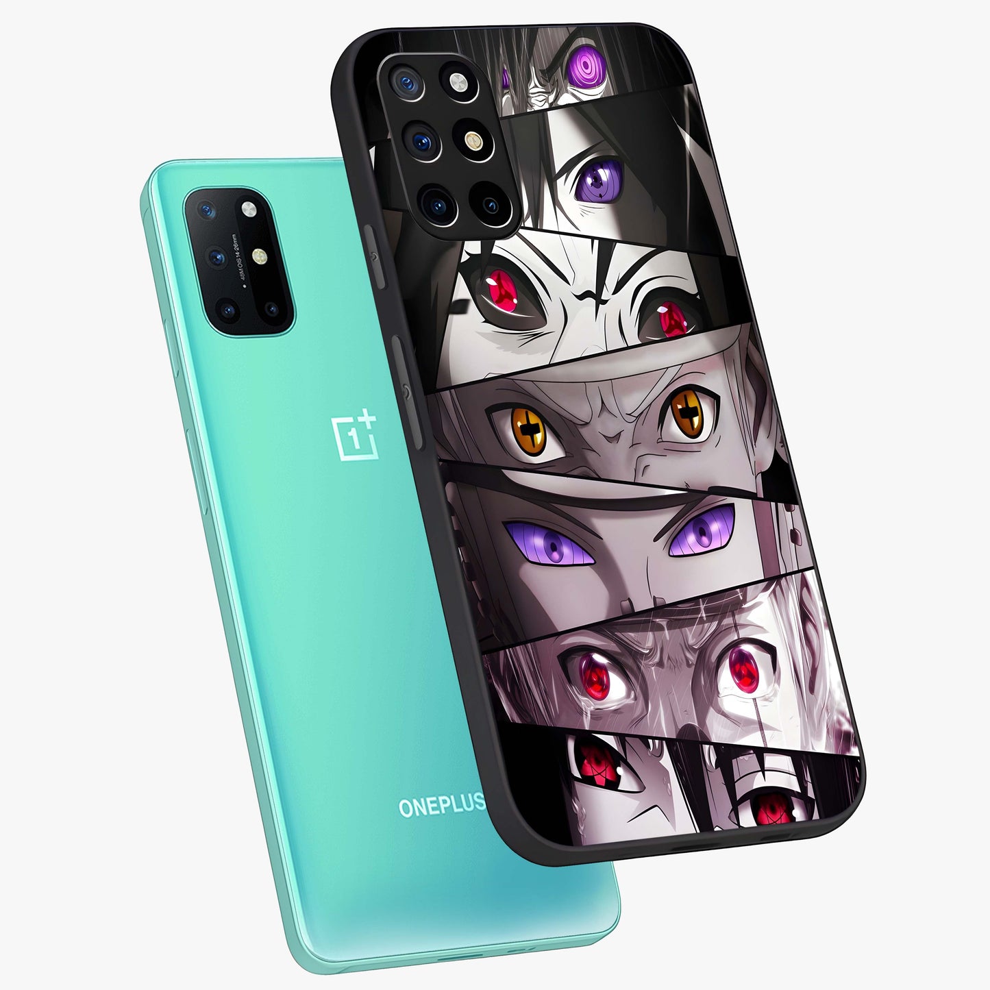 Eyes of Destiny Glass Case displayed in angled mockup highlighting bold eye illustration with mystical aesthetic style.