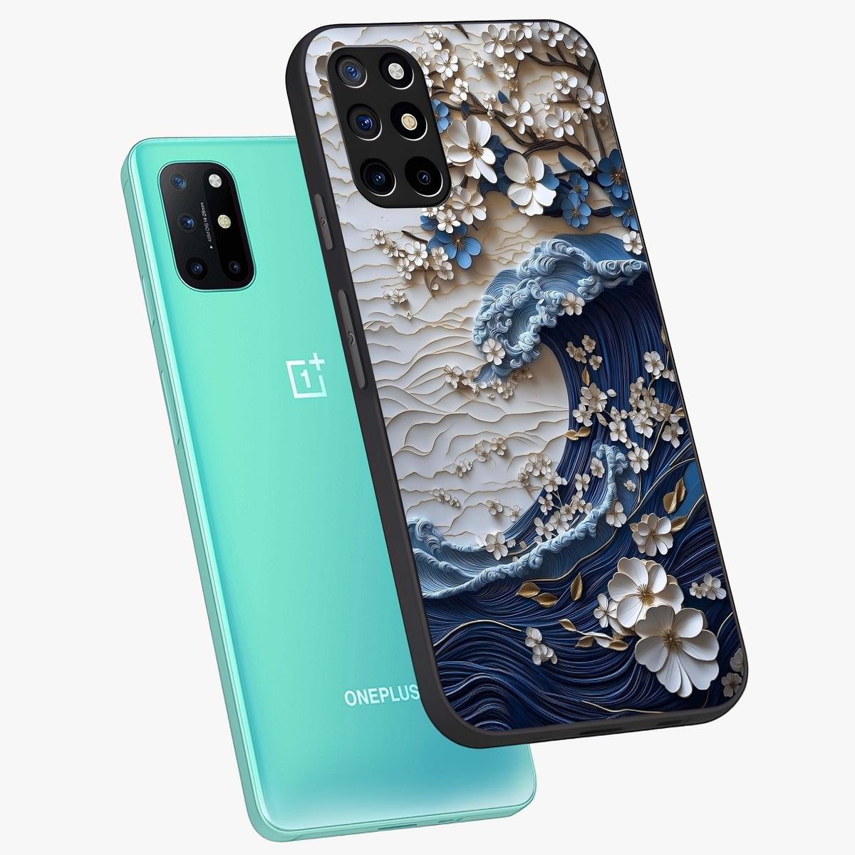 Floral Wave Origami Glass Case displayed in angled mockup highlighting geometric origami flower design with modern aesthetic style.