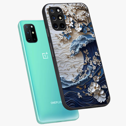 Floral Wave Origami Glass Case displayed in angled mockup highlighting geometric origami flower design with modern aesthetic style.