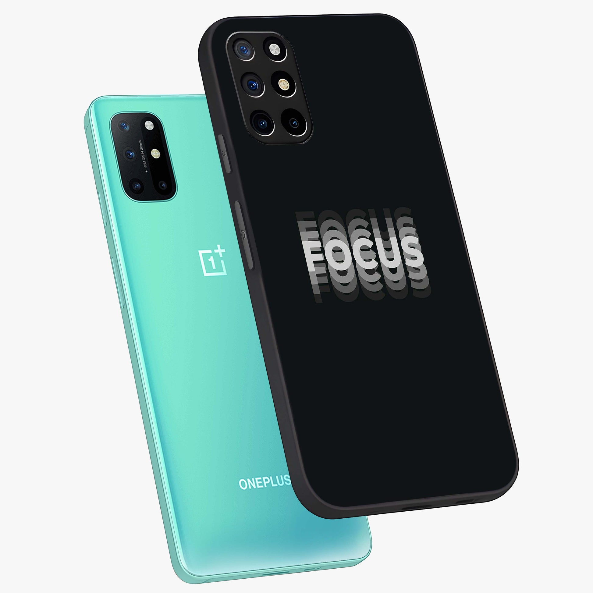 Focus Mode On Glass Case displayed in angled mockup highlighting clean minimal text artwork with modern aesthetic style.