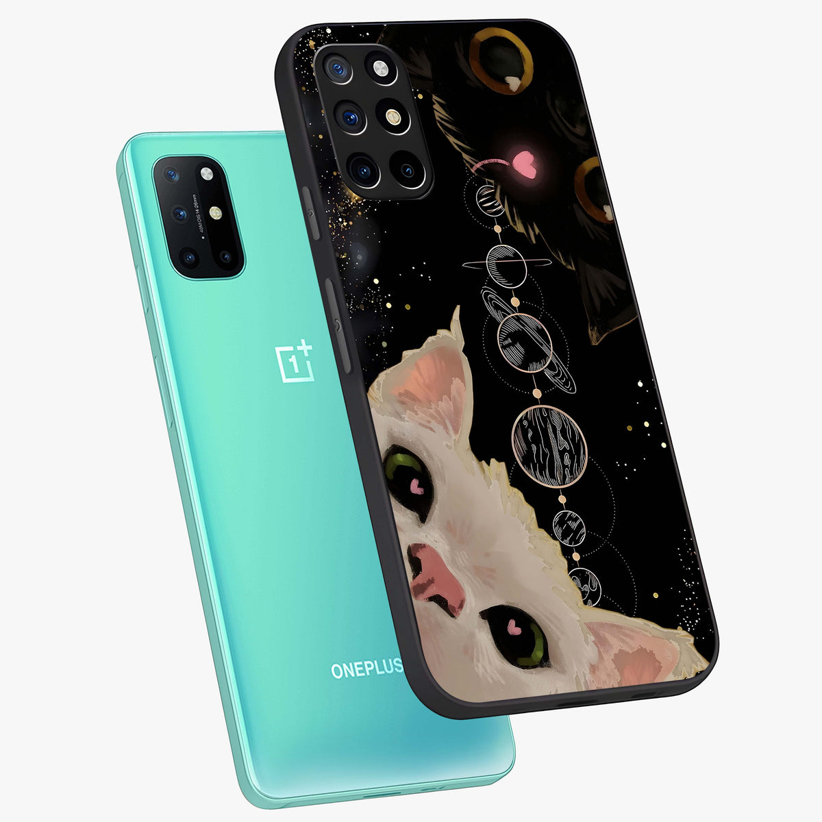 Galactic Cat Glass Case displayed in angled mockup highlighting celestial feline illustration with galaxy aesthetic style.