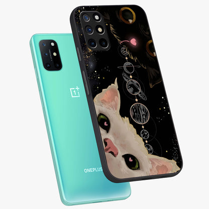 Galactic Cat Glass Case displayed in angled mockup highlighting celestial feline illustration with galaxy aesthetic style.