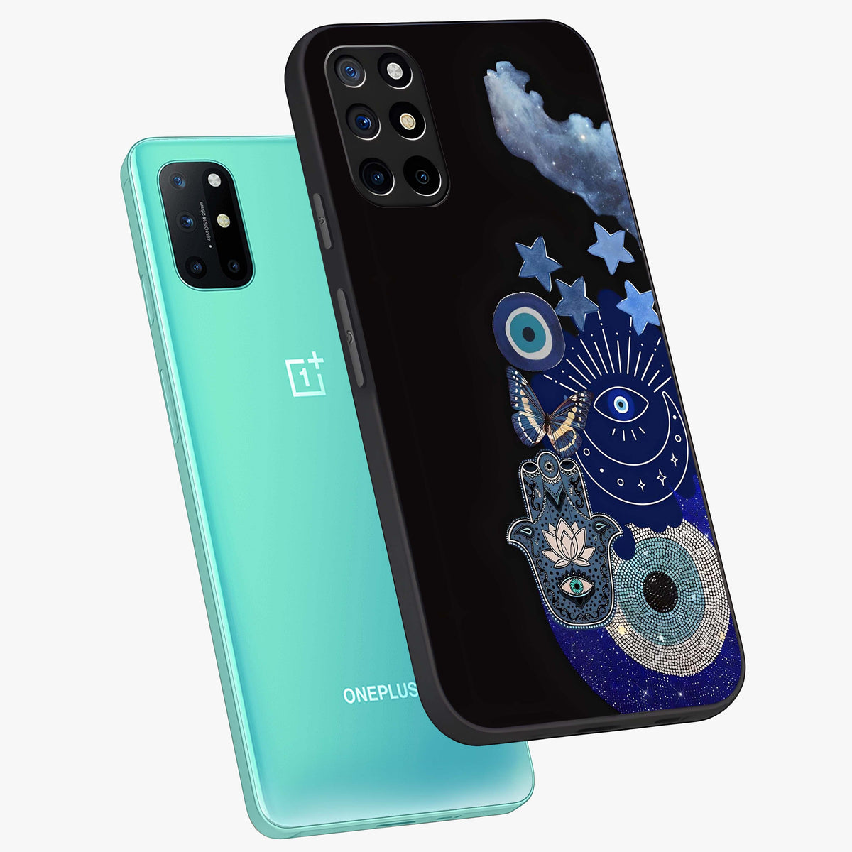 Galactic Charm Cluster Glass Case displayed in angled mockup highlighting luminous galaxy inspired design with dreamy aesthetic.
