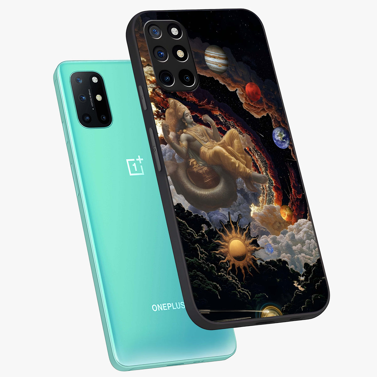 Galactic Divine God Glass Case displayed in angled mockup highlighting powerful celestial deity illustration with galactic aesthetic.