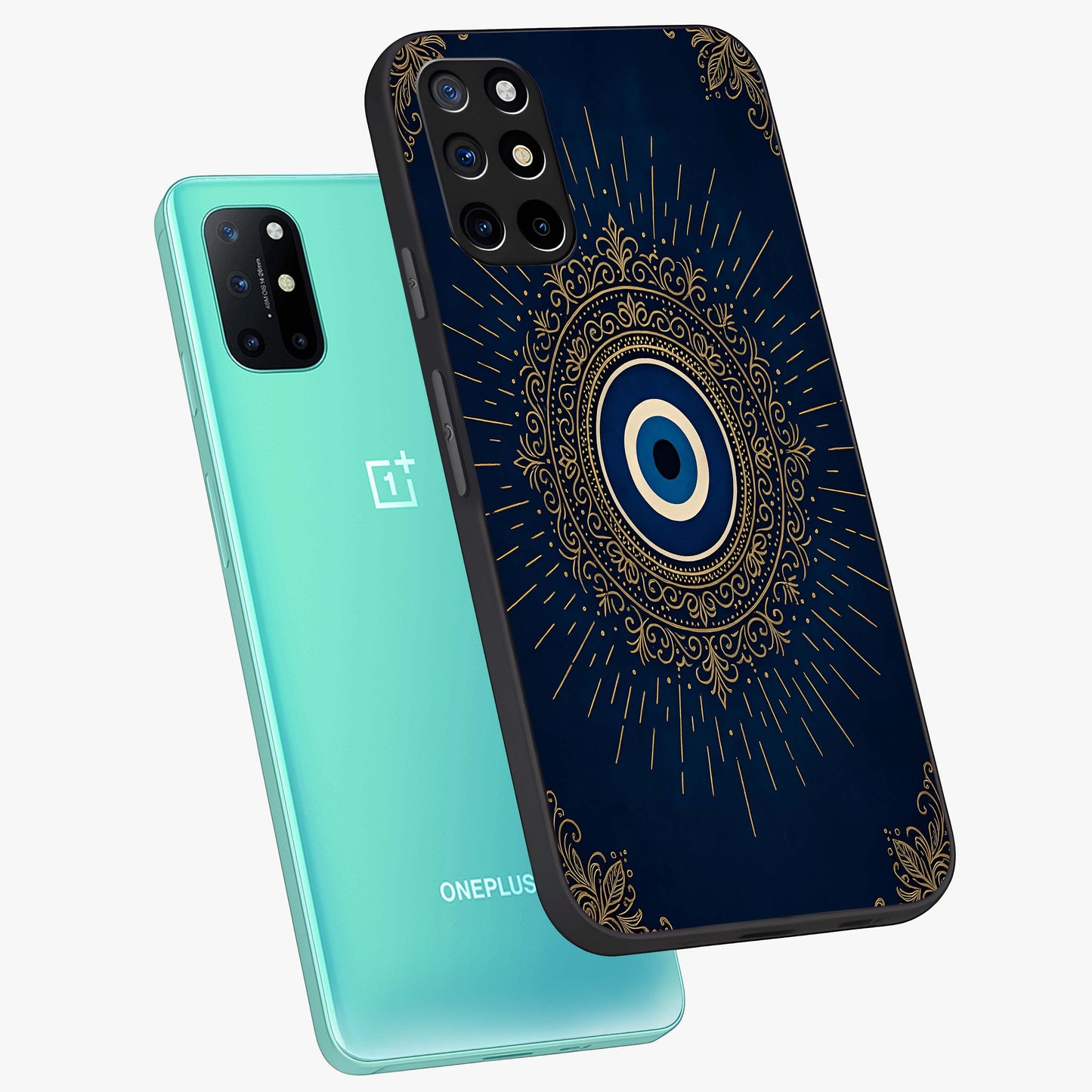 Golden Celestial Charm Glass Case displayed in angled mockup highlighting sparkling cosmic charm design with celestial aesthetic.