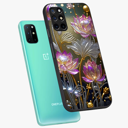 Golden Floral Majesty Glass Case displayed in angled mockup highlighting elegant flower design with royal golden aesthetic.