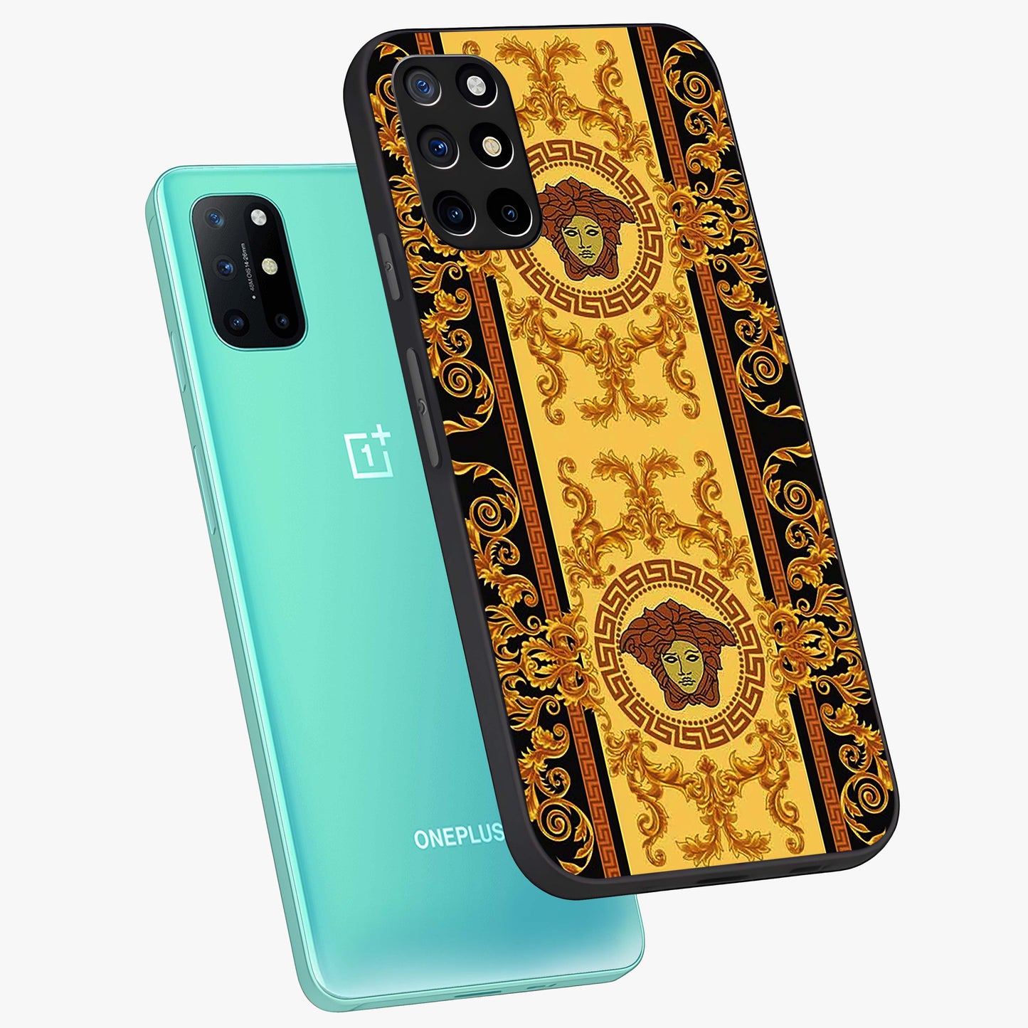 Golden Lotus Glow Glass Case displayed in angled mockup highlighting radiant lotus illustration with spiritual aesthetic.