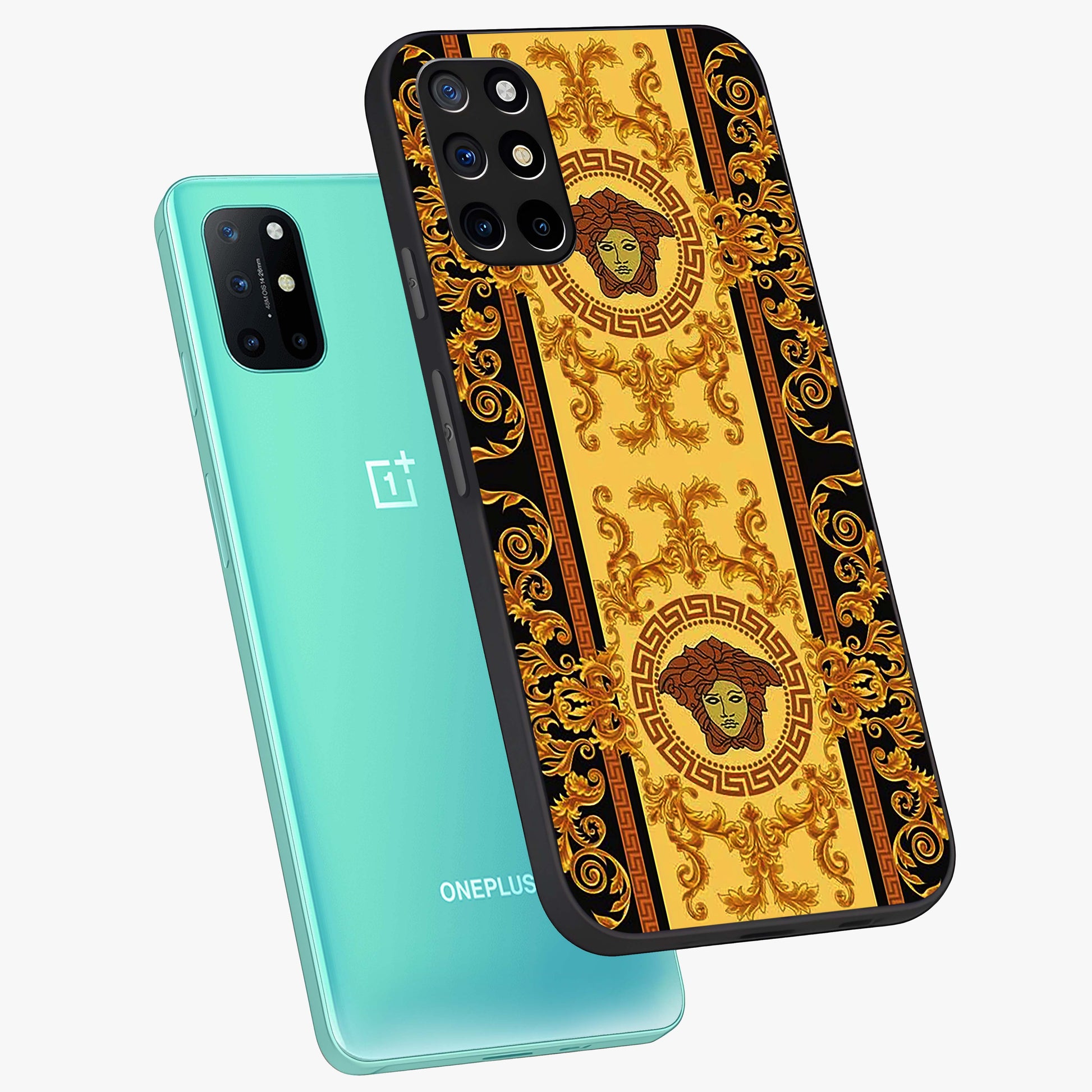 Golden Lotus Glow Glass Case displayed in angled mockup highlighting radiant lotus illustration with spiritual aesthetic.