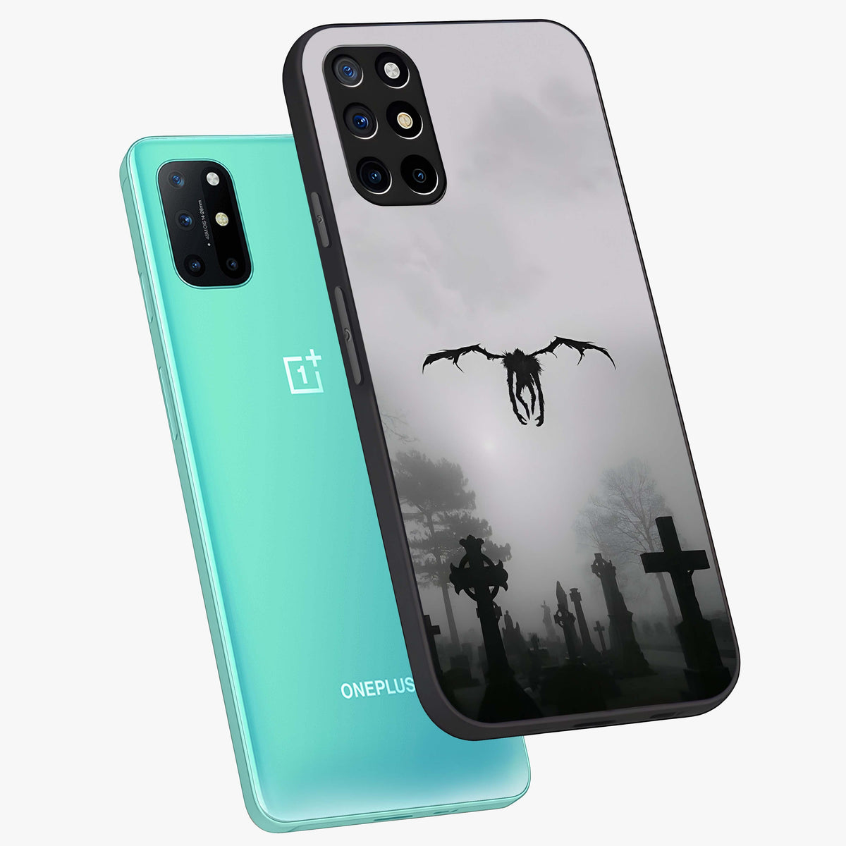 Graveyard Shadow Descent Glass Case displayed in angled mockup highlighting eerie shadow illustration with gothic aesthetic.