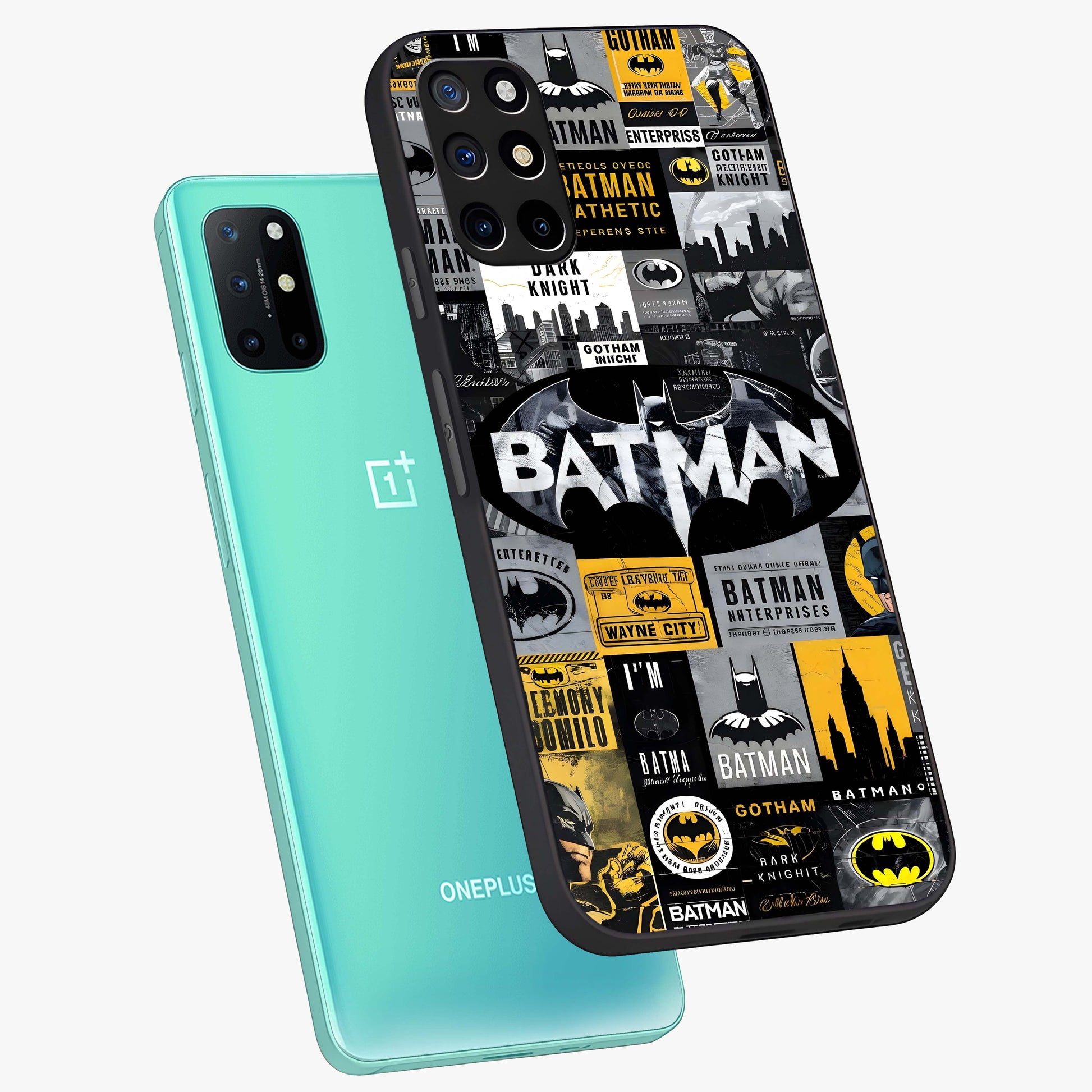 Knight Gotham Rise Glass Case displayed in angled mockup highlighting powerful knight silhouette design with dramatic aesthetic.