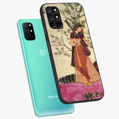 Lady With Veena Art Glass Case displayed in angled mockup highlighting graceful musical illustration with cultural artistic aesthetic.