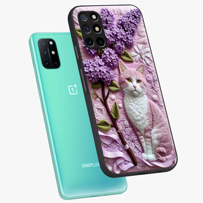 Lavender Cat Whimsy Glass Case displayed in angled mockup highlighting playful feline illustration with pastel lavender aesthetic.