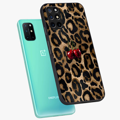 Leopard Wild Cherry Glass Case displayed in angled mockup highlighting bold animal print design with playful cherry aesthetic.