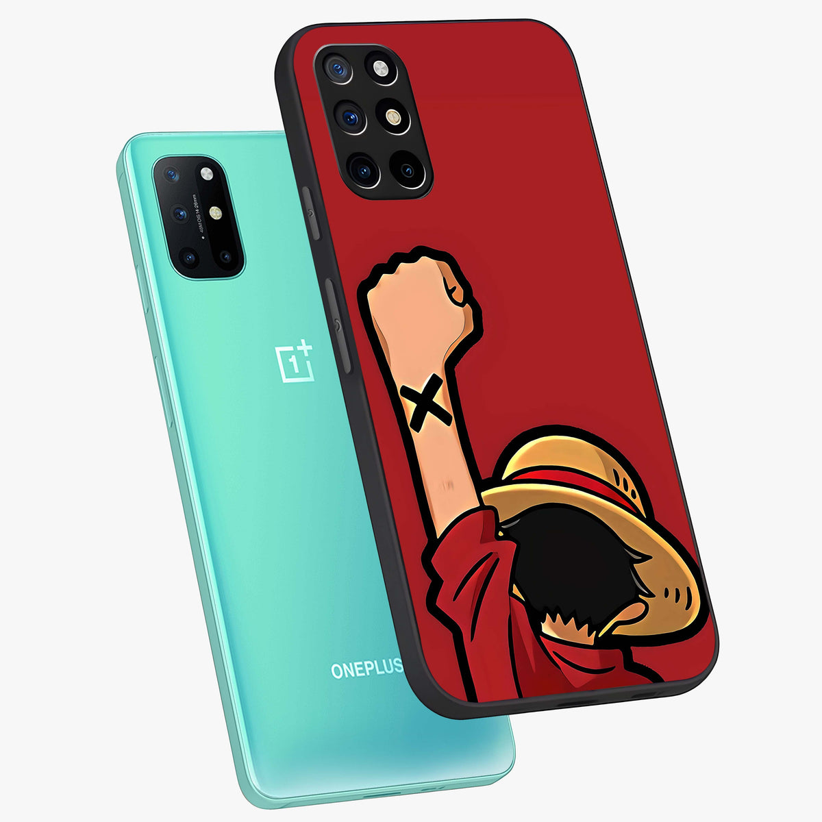 Luffy X Spirit Glass Case displayed in angled mockup highlighting powerful anime design with energetic action aesthetic.