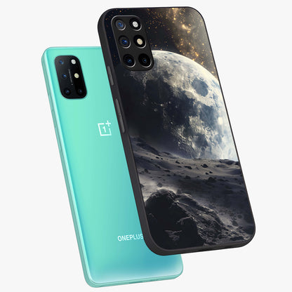 Lunar Horizon Glow Glass Case displayed in angled mockup highlighting celestial moon design with dreamy night aesthetic.