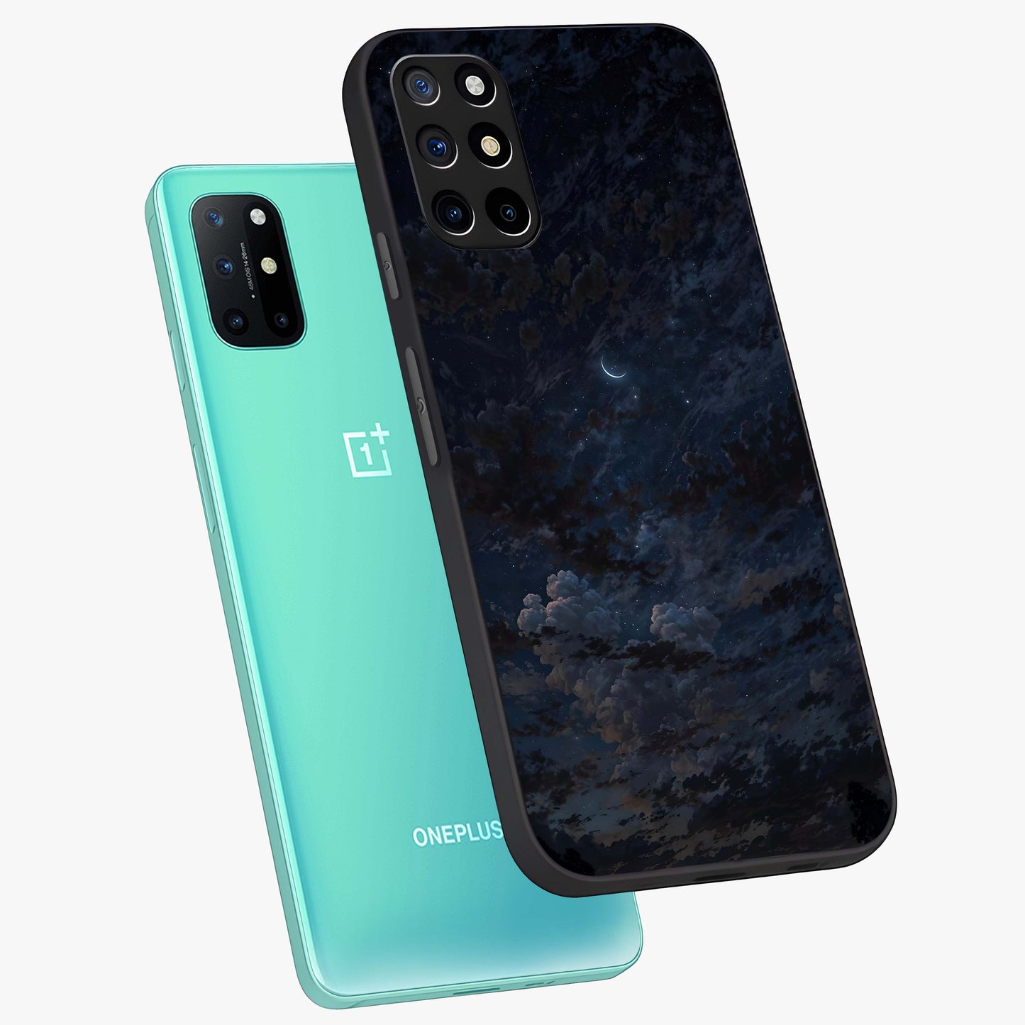 Lunar Veil Silence Glass Case displayed in angled mockup highlighting soft lunar design with peaceful celestial aesthetic.