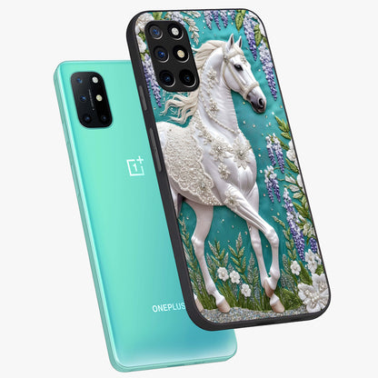 Majestic Floral Stallion Glass Case displayed in angled mockup highlighting majestic stallion illustration with elegant floral aesthetic.