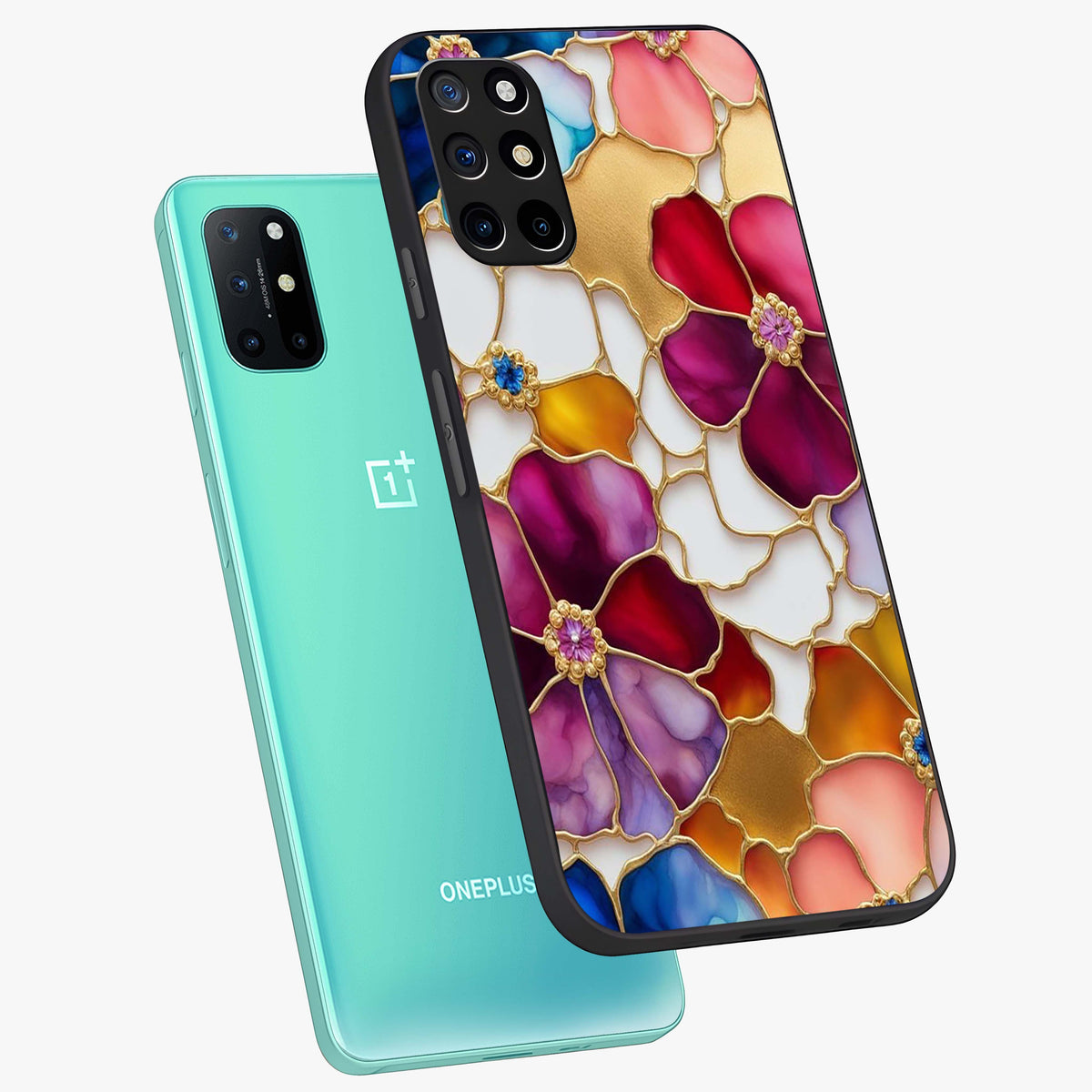 Marble Flower Pattern Glass Case displayed in angled mockup highlighting elegant marble floral design with modern aesthetic.