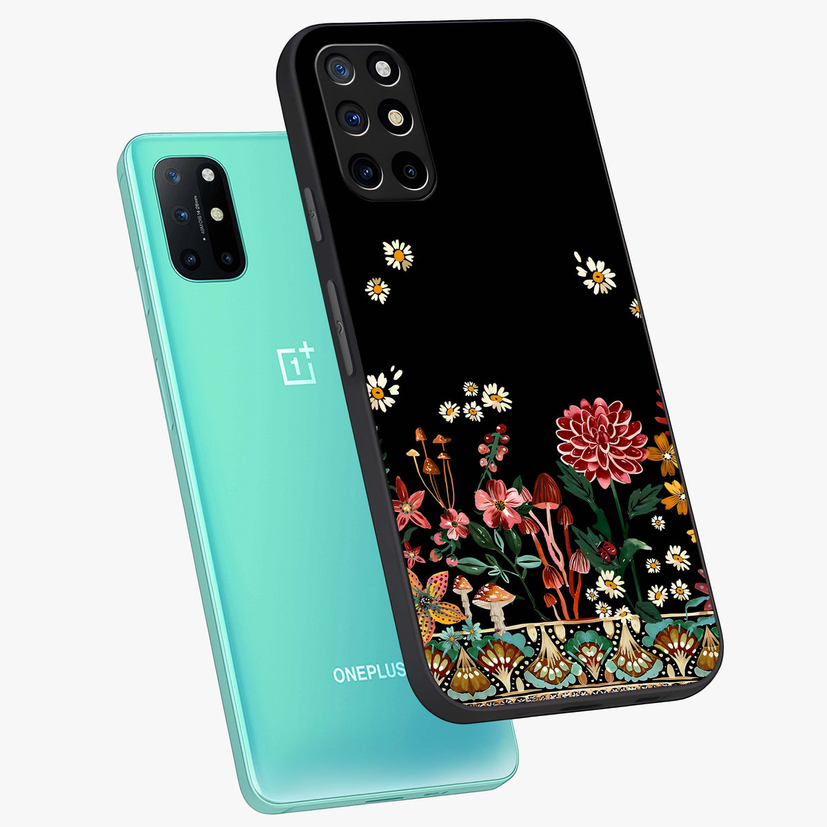 Midnight Bloom Pattern Glass Case displayed in angled mockup highlighting elegant flower design with midnight aesthetic style.