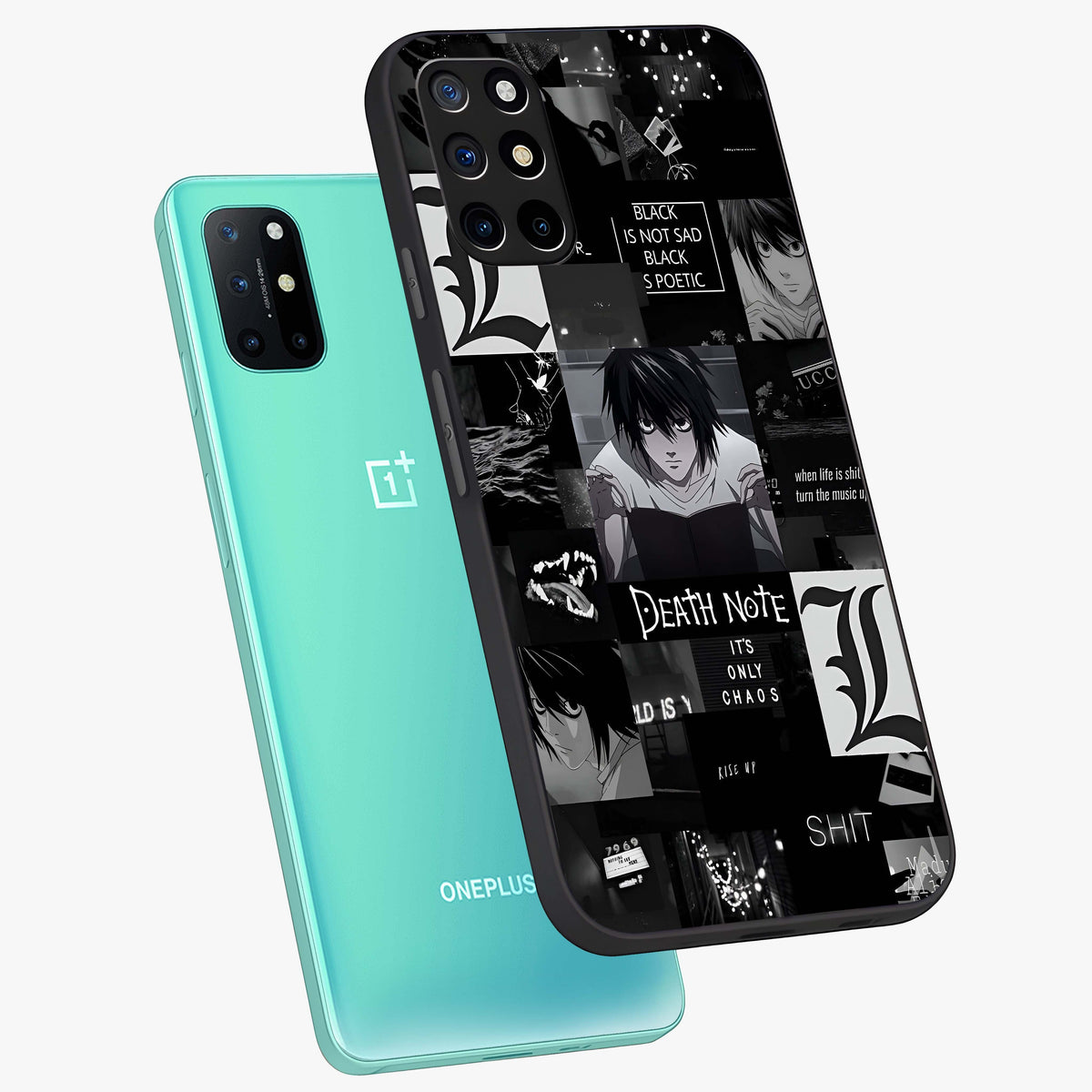 Midnight Chaos Mind Glass Case displayed in angled mockup highlighting chaotic artistic design with dramatic midnight aesthetic.