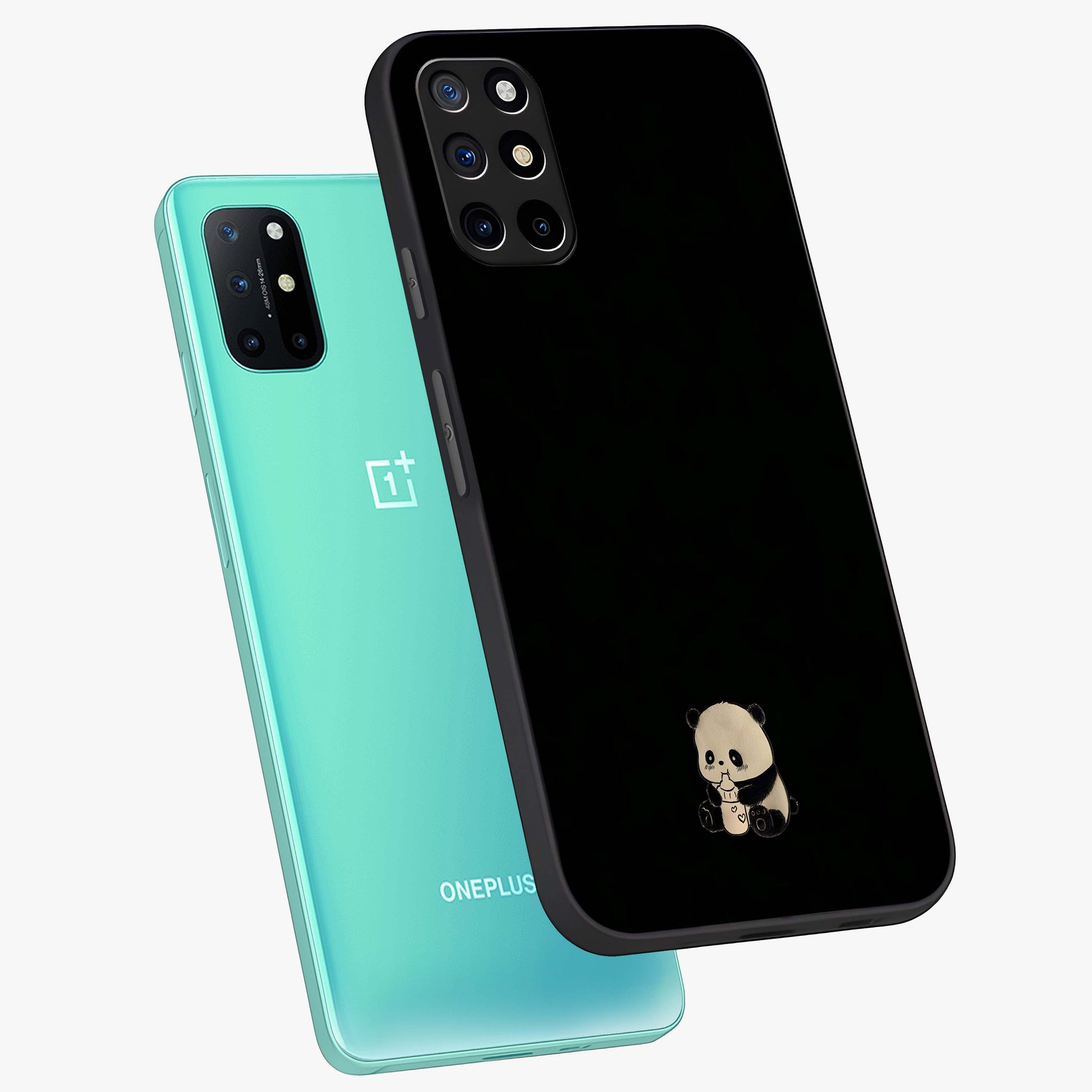 Midnight Panda Love Glass Case displayed in angled mockup highlighting adorable panda illustration with midnight aesthetic.