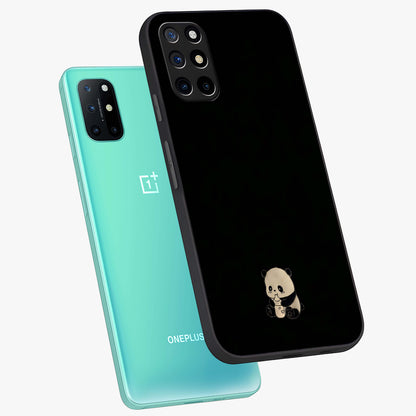 Midnight Panda Love Glass Case displayed in angled mockup highlighting adorable panda illustration with midnight aesthetic.