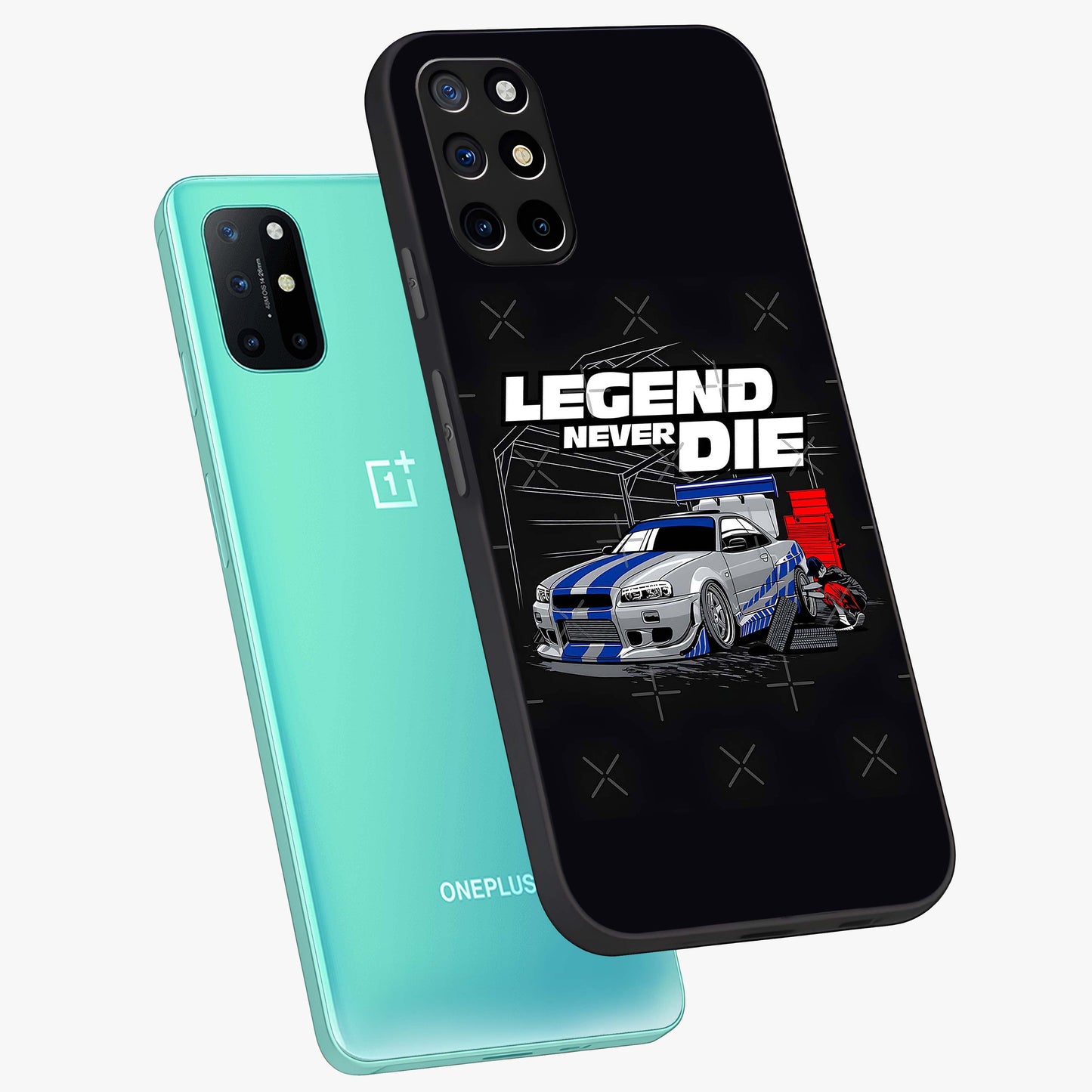 Midnight Racing Legacy Glass Case displayed in angled mockup highlighting dynamic automotive design with bold midnight aesthetic.