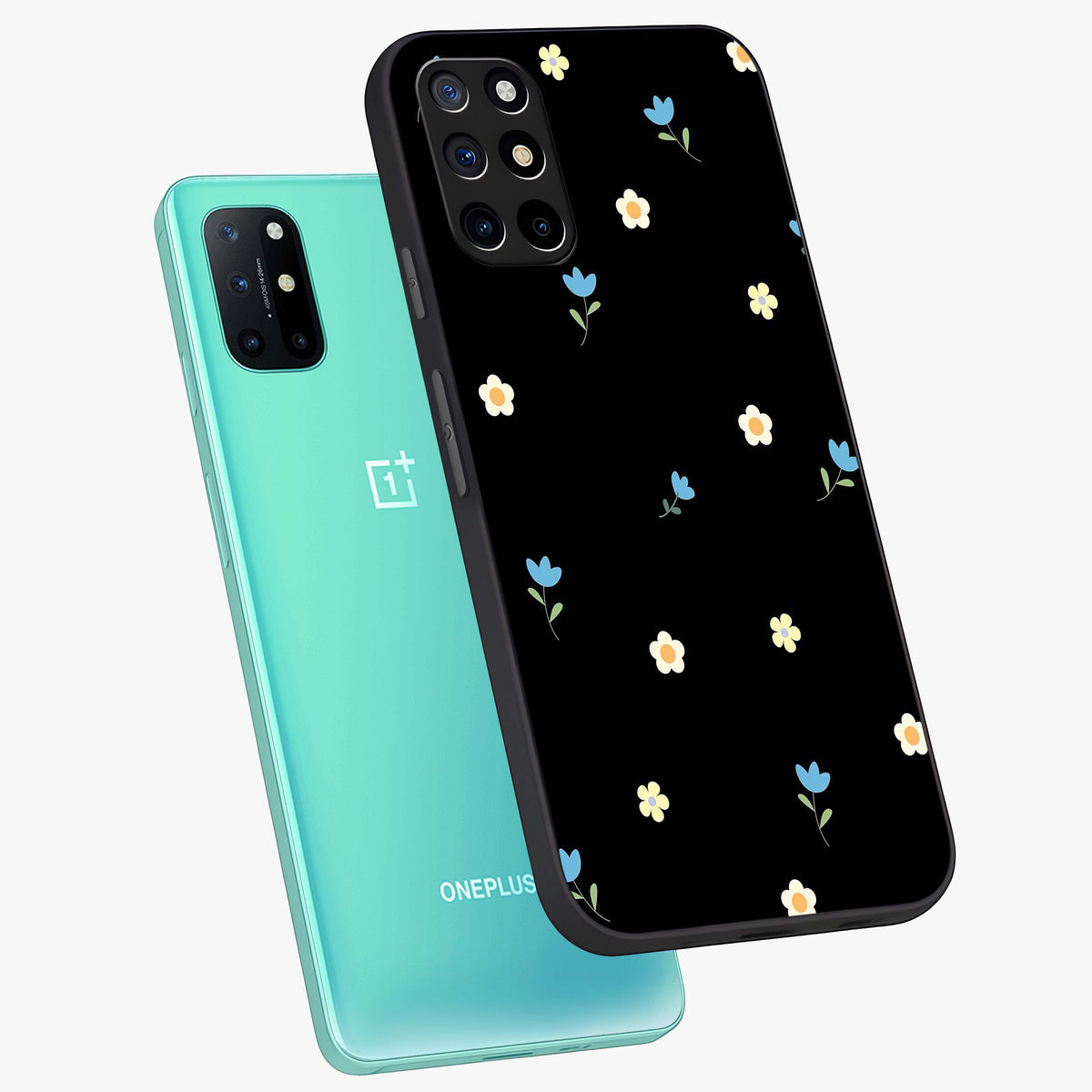 Minimal Petal Whispers Glass Case displayed in angled mockup highlighting delicate petal design with clean minimal aesthetic.